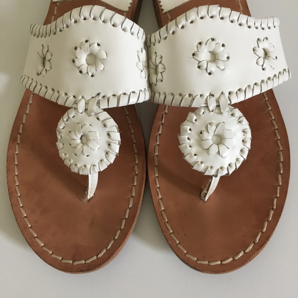 Jack Rogers classic leather flat sandals white size 6M EUC - Picture 9 of 10
